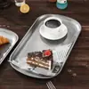 Prato vintage bandeja de café manual retangular aço inoxidável grau alimentício prato de chá prato de sobremesa alta qualidade