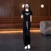 Conjunto Casual de Verano Nuevo con Pantalones Anchos de Manga Corta 2025 para Mujer Moda de Verano Elegante Ropa Deportiva que Reduce la Edad Conjunto de Dos Piezas