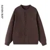 Nova coleção outono e inverno: cardigã masculino de gola redonda, estética retrô "old money" estilo japonês, modelagem solta, peça de sobreposição versátil