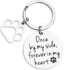Llavero de acero inoxidable de gran venta internacional con colgante para mascotas, llavero con huella de perro y gato grabado, colgante conmemorativo para mascotas.
