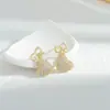 Nuevos pendientes de corazón con lazo de circón 2023 para mujer, pasador de plata S925, pendientes de alta gama, joyería pequeña de moda para la oreja