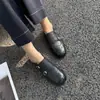 Y39-1 Zapatos de Moda Retro Franceses Elegantes y de Moda Cómodos de Punta Redonda de Cuero Genuino de Gama Alta con Tacón Bajo