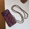 Para iPhone 18 Pro Max Lujo Estilo Francés Textura de Lichi Manzana 17 Funda de Teléfono 16 Cuero 15 Correa