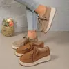 Em Estoque Comércio Exterior Transfronteiriço Tamanho Grande 2026 Novo Estilo Europeu e Americano Sapatos Casuais Femininos com Cadarço de Solado Grosso