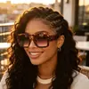 Nuevas Gafas de Sol Cuadradas de Moda con Doble Puente Estilo Europeo y Americano para Hombres y Mujeres Personalidad Tendencia Versátiles Marco Grande Gafas de Sol para Protección Solar al Aire Libre