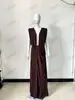 Vestido de Festa Fashion Versátil com Cintura Exposta, Fenda Sexy Estilo Ins, Bainha Assimétrica Longa Decotada, Vestido Plissado