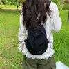 Mochila Color Block Leve para Homens e Mulheres, Mochila Casual de Viagem com Cordão, Pequena Bolsa para Esportes ao Ar Livre, Mochila Dopamina