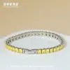 Pulsera de Cadena de Tenis de Acero Inoxidable Estilo Hip-Hop con Circonita Cúbica de Colores, Deslumbrante Pulsera de Joyería de Acero de Titanio, No se Desvanece, Transfronterizo