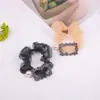 Estilo Coreano Retro Hebilla Cuadrada Diamante Checo Cerdo Tazón Anillo para el Cabello Colgante para Mujer Perla Elegante Elegante Lazo Cuerda para Cola de Caballo