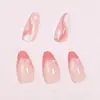 24 Peças de Unhas de Coração para o Dia dos Namorados Coração Rosa Pêssego Manicure Francesa Mesma Cor da Ins Linha Rosa e Branca Adesivos para Unhas