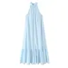 Comércio Exterior Transfronteiriço Roupas Femininas Verão 2026 Novo Estilo Europeu e Americano Moda Simples Solto Gola Halter Vestido Texturizado