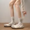 Calcetines blancos de envío gratis para mujer, calcetines finos de malla transpirable para verano hasta la pantorrilla, calcetines holgados estilo ballet para combinar con zapatos planos