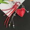 Exquisito Creativo Miu Tejido a Mano Cordón Personalizado Todo Fósforo Cuero Amor Bolso Accesorios Llavero Colgante