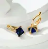 Brincos europeus e americanos quadrados com zircônia roxa e haste torcida, brincos de alta qualidade com zircônia roxa e diamantes