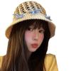 Coreia do Sul Doce Bonito Arco Pescador Chapéu Feminino Verão Marítimo Guarda-sol e Protetor Solar Chapéu Bruxa Vazio Respirável Chapéu de Palha