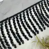 Cortina de Franjas com Miçangas de 10CM de Largura para Vestido de Noiva Cortina de Miçangas Lantejoulas Renda Tridimensional Base de Tule Acessórios para Bainha de Figurino de Palco