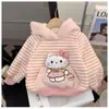 Moletom de inverno para meninas 2026 novo estiloso roupas infantis outono e inverno com capuz forrado de fleece top espesso roupas de bebê