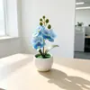 Planta en Maceta Creativa de 3 Orquídeas Phalaenopsis Decoración para el Hogar Maceta de Ondas de Agua Adorno de Flor Artificial Atmósfera Maceta de Flores de Simulación de Mesa Planta