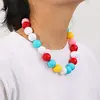Amazon 10 Cor Rosa Mista Corrente de Suéter Bola Acrílica Moda Infantil Feminino Colar