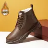 Botas estilo Martin para hombre, botas retro nuevas, botas de trabajo, zapatos casuales, zapatos de media caña cálidos con forro de felpa para otoño e invierno para hombre
