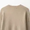 Venta al por mayor de ropa para mujer estilo europeo y americano transfronteriza, estilo elegante para ir al trabajo, tacto suave, cuello redondo, suéter de punto de manga larga 2142191