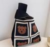 Bolso de mujer con diseño de panda de dibujos animados, bolso de punto a juego, bolso de muñeca, bolso de hombro, bolso de mano