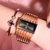 Reloj de pulsera para mujer de nueva moda transfronteriza, moderno reloj de pulsera para niña con esfera cuadrada y todo combinado, entrega de una sola pieza