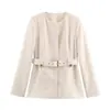 Nuevo Blazer de Otoño Estilo Europeo y Americano Ajustado con Cinturón 8585593 Pantalones Acampanados 8583593 Venta al por Mayor para Comercio Exterior