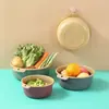 Cesta redonda de doble capa con drenaje, cesta de drenaje y almacenamiento de alimentos estilo nórdico para cocina, cesta para lavar verduras, cesta de plástico multifuncional para almacenar frutas