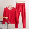 Traje de ropa interior térmica para hombre y mujer cuello redondo ropa de otoño pantalones largos ropa cálida para hombre otoño e invierno