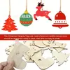 30 Enfeites de Árvore de Natal de Madeira em 6 Formatos Diferentes, Artesanato DIY, Etiquetas de Presente e Penduricalhos para Decoração de Árvore de Natal