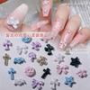 50 Decoraciones Coloridas para Uñas con Forma de Cruz Mezcladas con Estrellas de Cinco Puntas, Moños de Resina en Colores Macarrón y Pedrería para Uñas