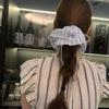 Menina Fresca~Faixa de Cabelo Listrada de Algodão Faixa de Cabeça Elástico de Cabelo Corda de Cabelo na Parte de Trás da Cabeça Coreano
