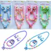 2026 Borboleta Novo Estilo Infantil Desenho Animado Fofo Princesa Conjunto de Colar e Pulseira Conjunto de Joias Coração de Menina Presente