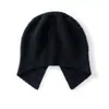 Nueva colección de otoño e invierno: Gorro cálido de punto 100% cachemira pura, con un patrón de punto de panal y una corona redonda
