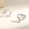 Aretes de Corazón con Incrustaciones de Diamantes de Lujo Ligero Estilo Japonés y Coreano Aretes de Moda Plata Esterlina 925 Nicho Amor Aretes para Mujer