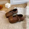 Zapatos Mary Jane para Niñas Estilo Otoño Zapatos de Cuero Suave para Niños Estilo Retro Francés Zapatos de Princesa Zapatos para Bebés Zapatos Bajos de una Sola Pieza