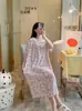 Nuevo Vestido de Manga Corta para Mujer, Estilo Europeo Vestido Pijama para Casa, Holgado Oversize, Estampado Floral, Primavera/Verano, Talla Única, Casual