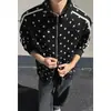 Versátil Ropa Exterior Talla Grande para Hombre Estilo Perezoso Corte Holgado Otoño Gordo Marca de Moda Cardigan Americano Sudadera Pareja Estampado Completo
