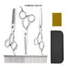 Conjunto de suprimentos para tosa de animais de estimação, tesouras profissionais de limpeza e tosa, ferramentas especializadas para corte de pelo para gatos e cães, cor prata, tudo-em-um