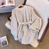 Suéter suave ceroso estilo perezoso de largo medio con cintura ajustada para mujer Otoño e Invierno talla grande chica gordita Elegante holgado que cubre el vientre Adelgazante Top