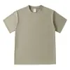 Camiseta Masculina de Algodão Puro Pesado 320g Manga Curta Verão Modelagem Solta Ombro Caído Gola Redonda Cor Sólida Top Venda por Atacado
