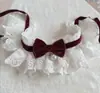 4 Peças de Gola de Renda para Cachorros Gatos, Gola Princesa Ajustável Macia com Laço de Veludo e Pérola, Adereço Fofo para Fotos de Pets para Todas as Estações