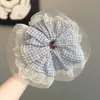 Scrunchie Azul a Cuadros con Encaje Dulce y Sencillo 2026 Nuevo Nicho Versátil Goma para el Cabello Accesorio Elástico para el Cabello