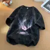 Camiseta de Manga Corta Estilo Americano Tie-Dye 2026 para Hombre, Verano Trendy Ins High Street Holgada Cuello Redondo Media Manga Camiseta de Pareja para Mujer