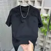 Camiseta Masculina Casual Estilosa de Manga Curta Versátil Nova Tendência de Letras 2026 com Gola Redonda Relevo Moda