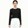 Nova Camada de Base Listrada para Outono e Inverno Feminina, Manga Longa Slim Fit com Toque de Luxo, Adequada para Usar por Baixo