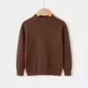2026 Nuevo Suéter Suave de Punto de Color Sólido de Cuello Alto Corto Otoño e Invierno Europeo y Americano para Niños y Niñas, Ropa Interior de Punto