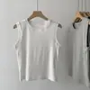 Clássico All-Match Stretch Slim-Fit Emagrecimento Short Round Neck Base Shirt Camiseta Feminina sem mangas Top Colete Estiloso