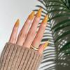 Liquidação Simples Unhas Usáveis Transfronteiriças Estilo Francês com Pó Dourado Unhas Pontiagudas de Cor Sólida Unhas Postiças